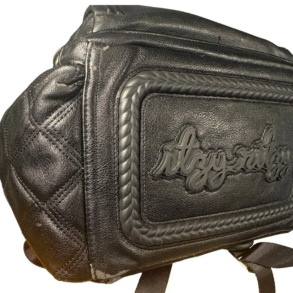 Itzy Ritzy Boss Diaper Bag Backpack Black Quilted Vegan Leather - Picture 11 of 13